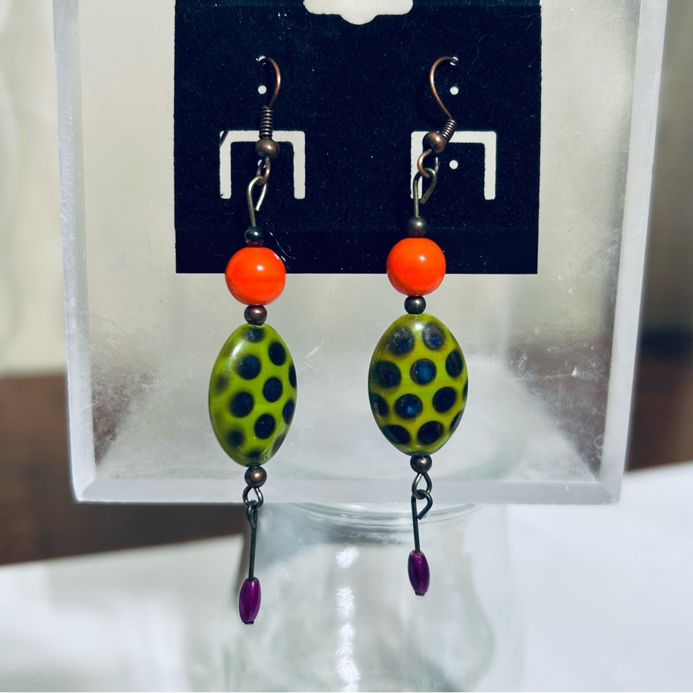 Hand Crafted Colourful Bohemian Earrings
Copper Orange Green Purple